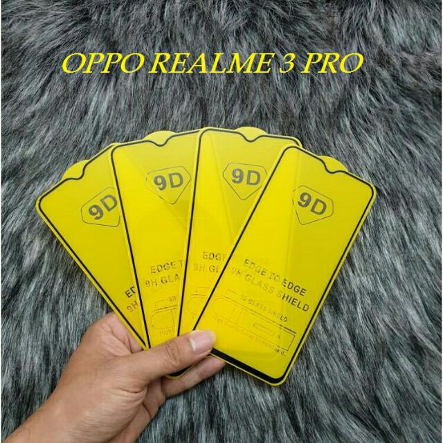 Kính cường lực Realme 3 pro Full màn hình 9D Không 1 chấm li ty kèm bộ phụ kiện dán