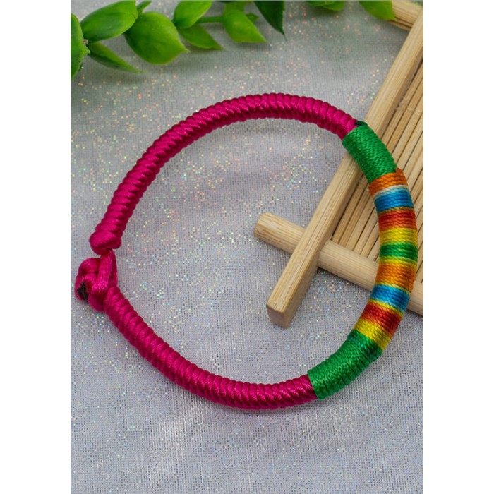 Vòng chỉ đỏ Tây Tạng bện kiểm cầu vồng CD32