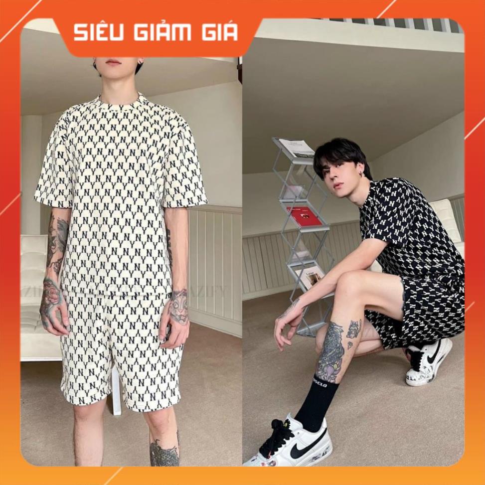 Đồ bộ thể thao nam in 3D ❤️ THUN LẠNH ❤️ mùa hè thoáng mát in chữ N.Y đen trắng