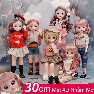 Búp Bê 30cm 23 Khớp Mắt 4D Nhắm Mở