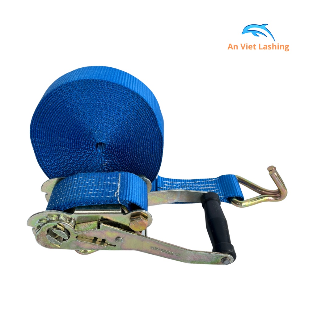 Bộ dây tăng đơ chằng hàng bản rộng  tải trọng 5 tấn màu xanh