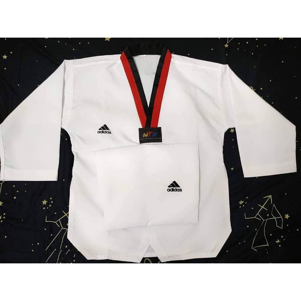 [Có Video Review] Võ phục Taekwondo vải 3 sọc Cổ đen và cổ Đỏ đen size 1m10 - 1m90