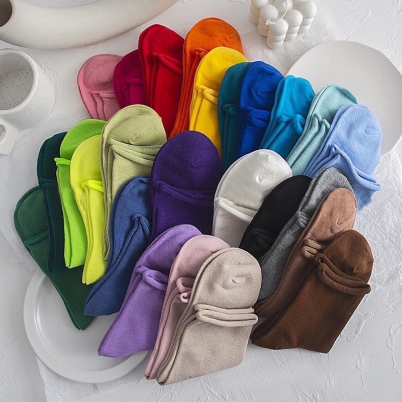 Vớ cổ cao nam nữ tất trơn lửng xoăn cotton thời trang đẹp kháng khuẩn khử mùi thấm hút mồ hôi tốt MONEY VC058