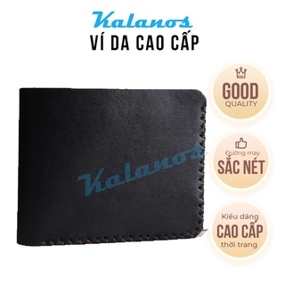 Bóp Ví mini da bò cao cấp Kalanos KBN520-Den,ví nam nữ đẹp nhỏ màu đen da bò handmade chính hãng