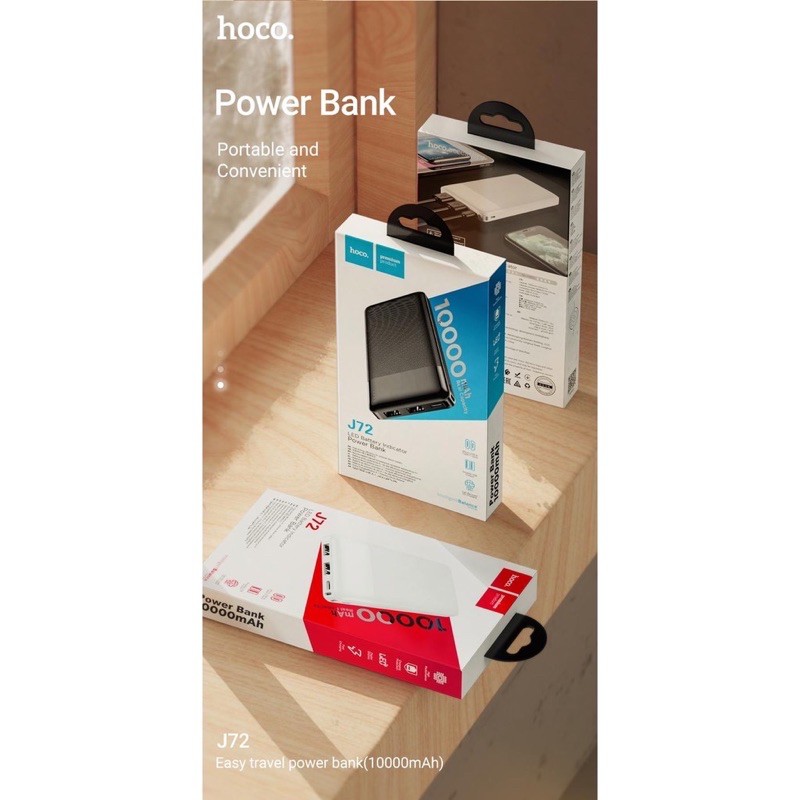 ✔FREESHIP✔️✔Pin Sạc Dự Phòng HOCO J72  2 Cổng Sạc IN/Out-USB, 10.000mAh-Nhỏ gọn-Siêu Mỏng cho IPhone Samsung Oppo Huawie