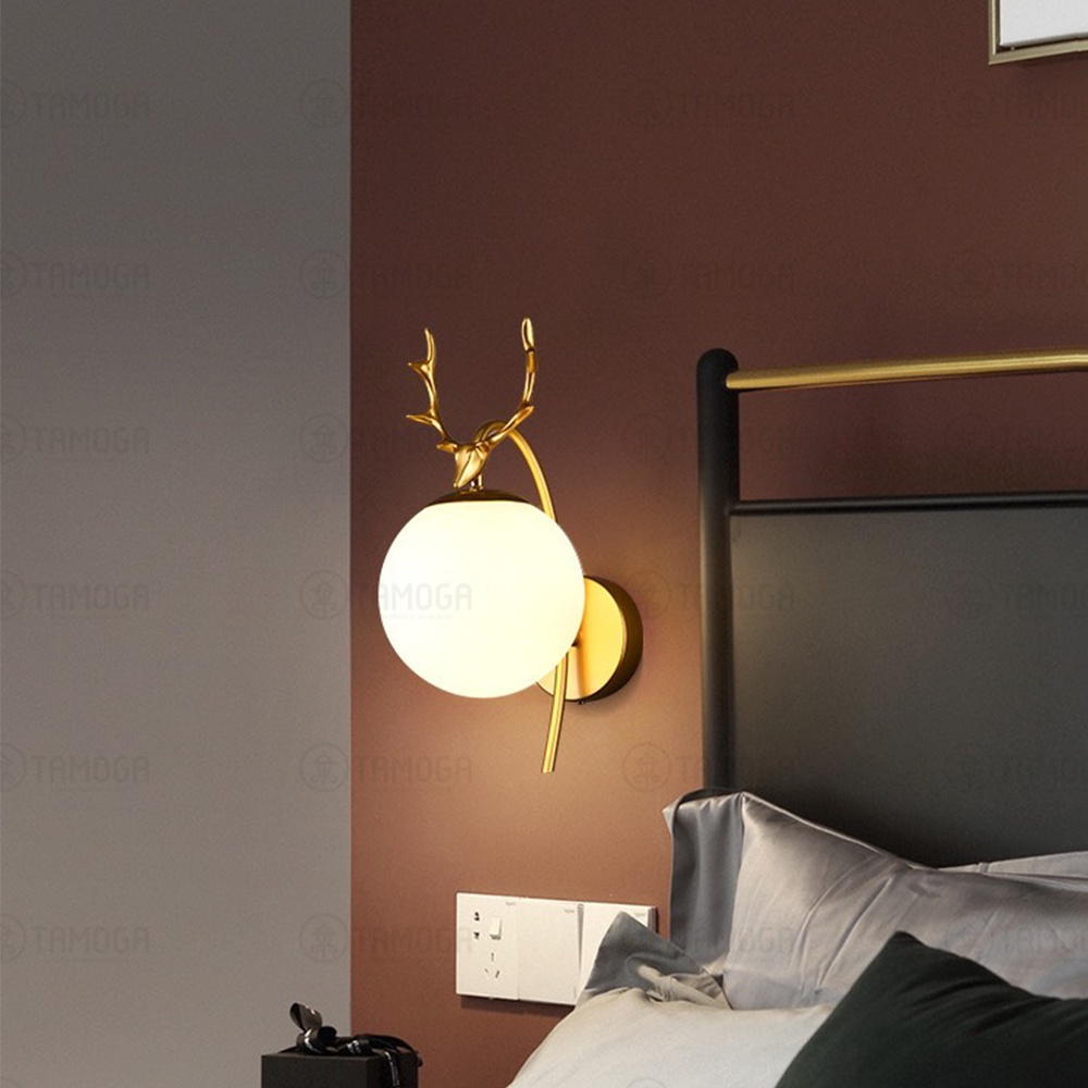 Đèn treo tường, vách, đèn treo tường sừng hươu, đầu hươu DGT 5890 - Bóng 9w ba màu
