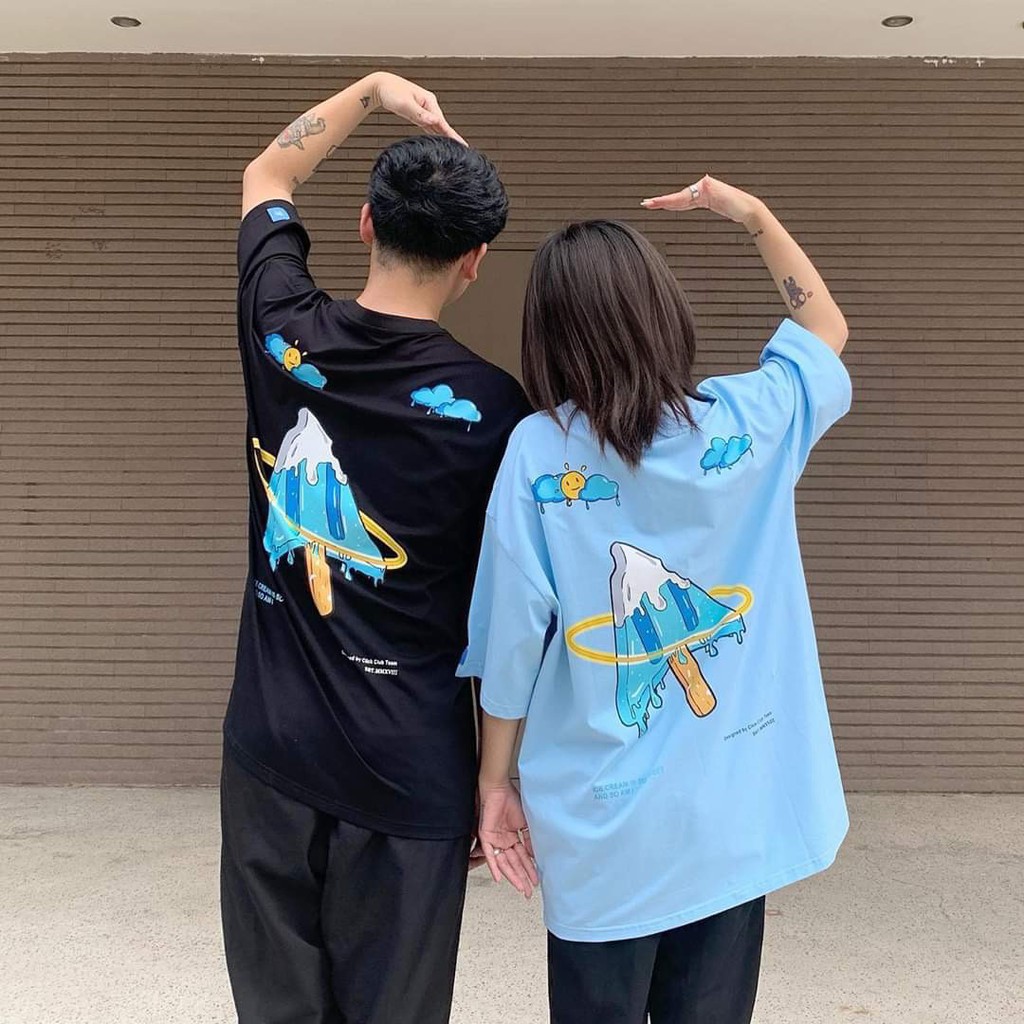 Áo Thun Tay Lỡ CLICK ICE CREAM Nhiều Màu Sắc Unisex Form Rộng
