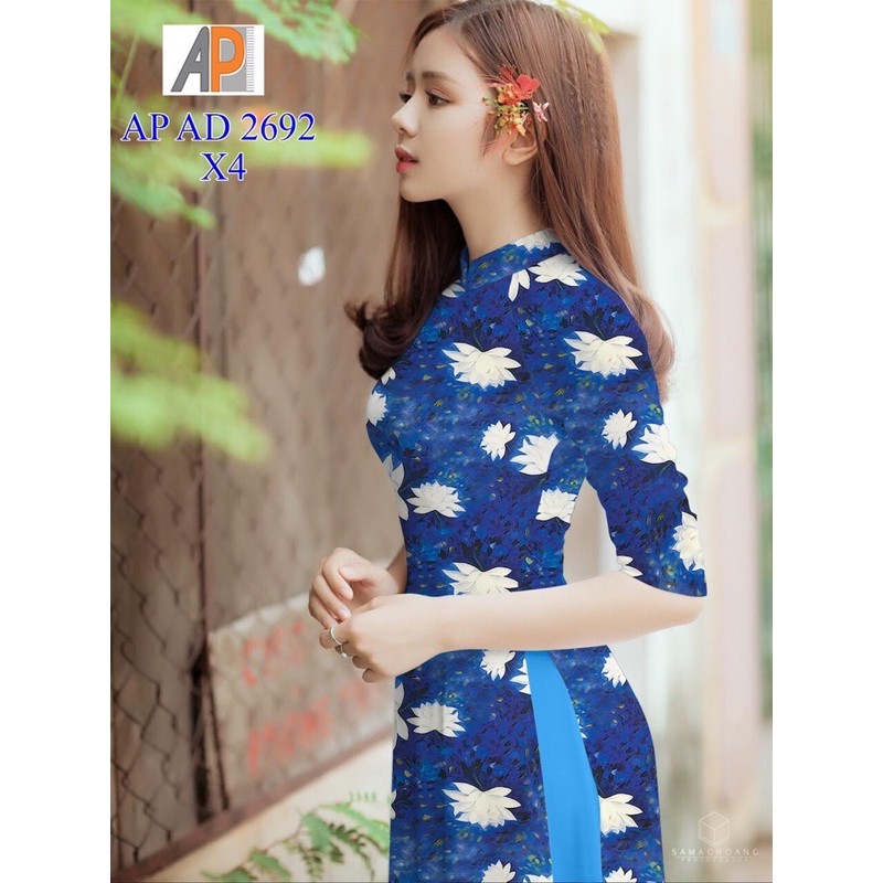 Vải áo dài in bông đều trên áo