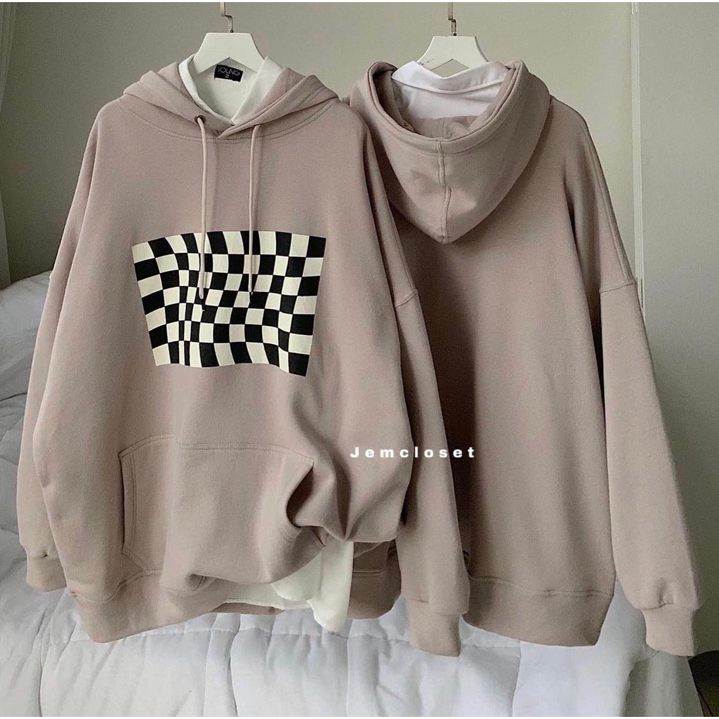 [ RẺ VÔ ĐỊCH][ẢNH THẬT]Áo Hoodie BÀN CỜ KẺ CARO UNISEX Sweater Nỉ Bông Form Rộng Nam Nữ Có Mũ Dày Dặn Dài Tay