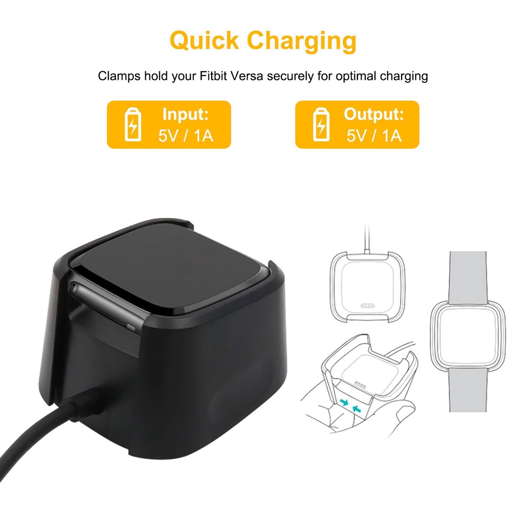 Charging Cradle Dock USB Data Cable Base Desktop Charger For Fitbit Versa Watch ELEN