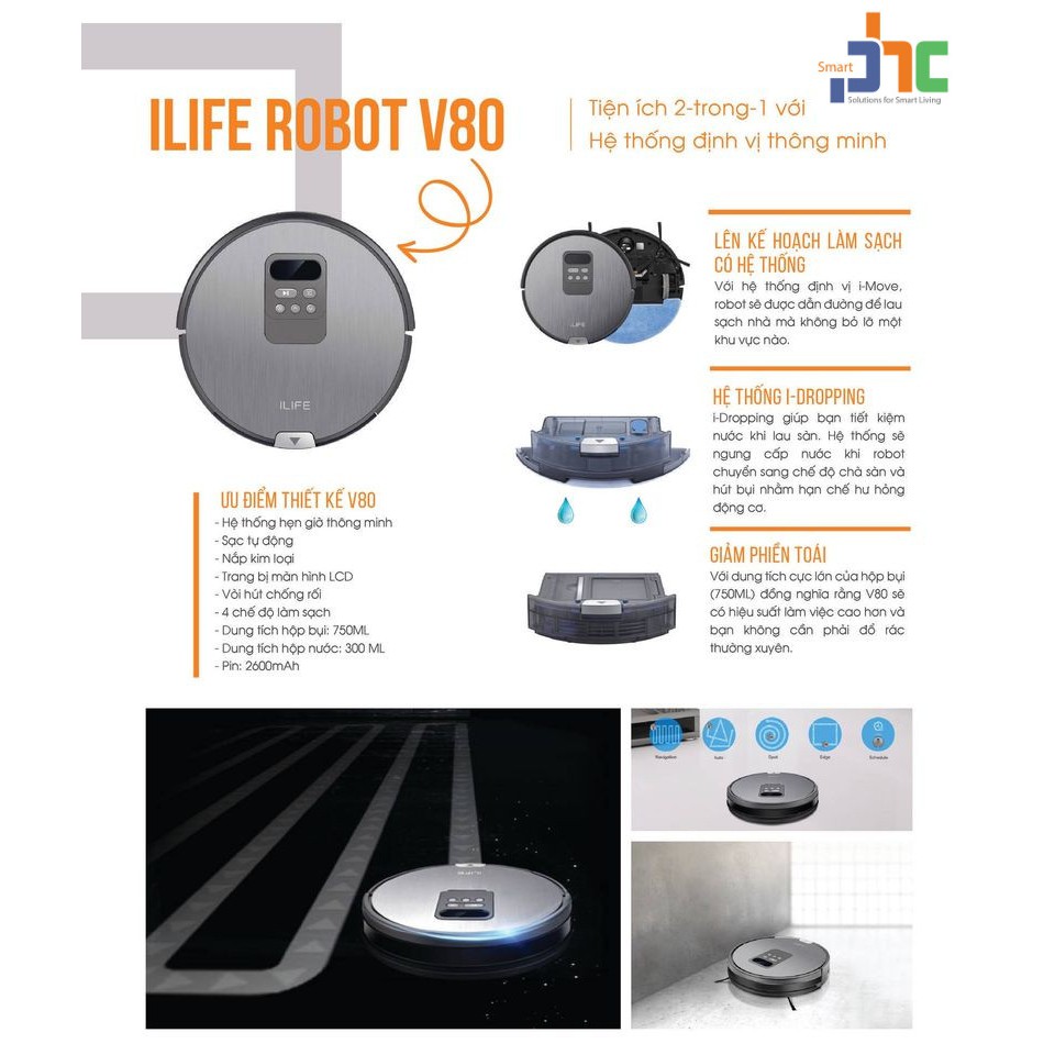 [CHÍNH HÃNG]  iLife V80 Robot hút bụi lau nhà Bản xuất châu Âu