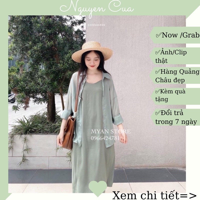 Set Váy 2 Dây + Áo Sơ Mi Vintage 🥰 Freeship 🥰 Ảnh thật Clip