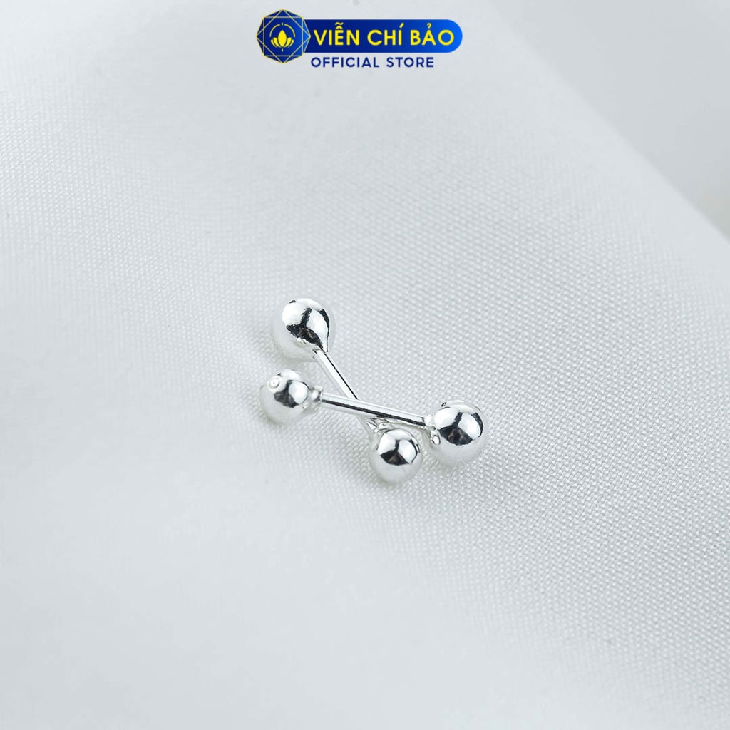 Bông tai bạc nữ bi chốt xoáy chất liệu bạc 925 thời trang phụ kiện trang sức Viễn Chí Bảo B400746x