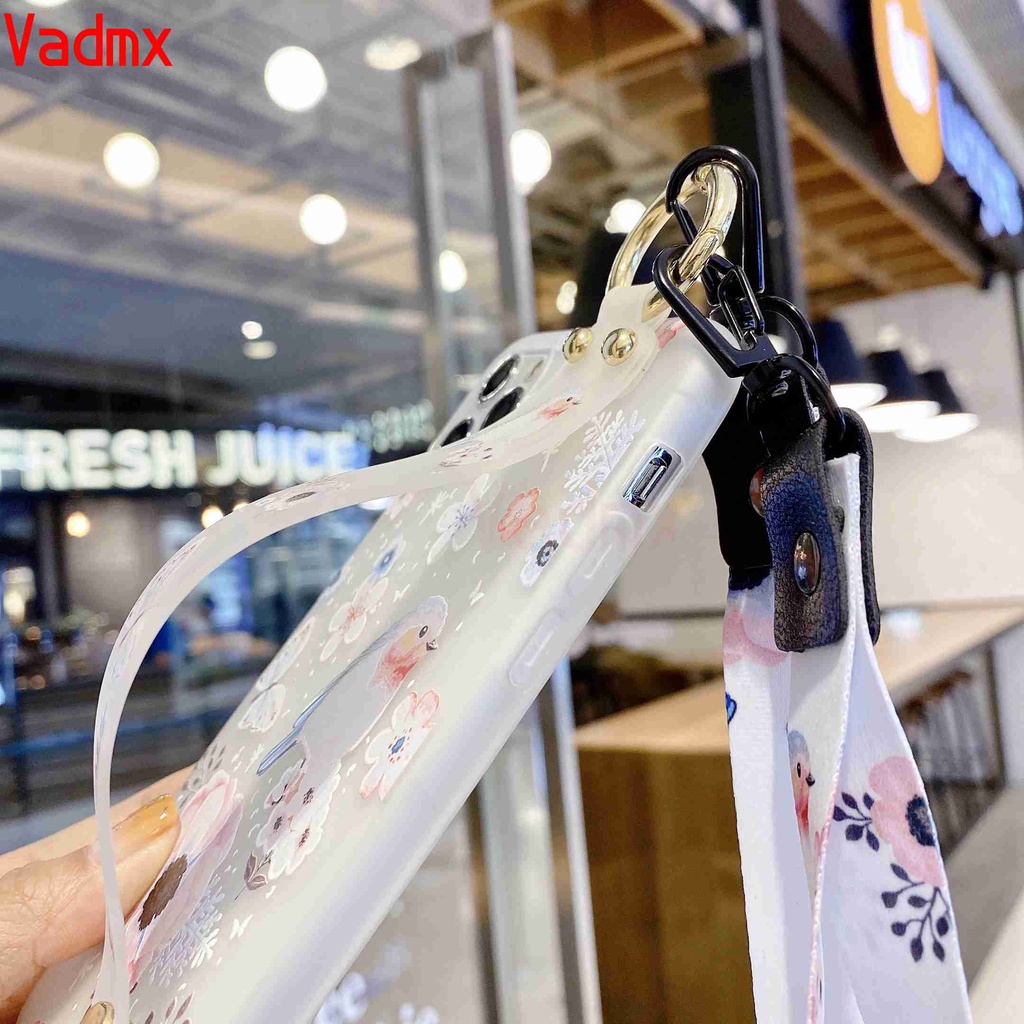 Ốp điện thoại TPU mềm hình hoa anh đào có dây vòng tay cho IPHONE 12 PRO MAX 12 Mini