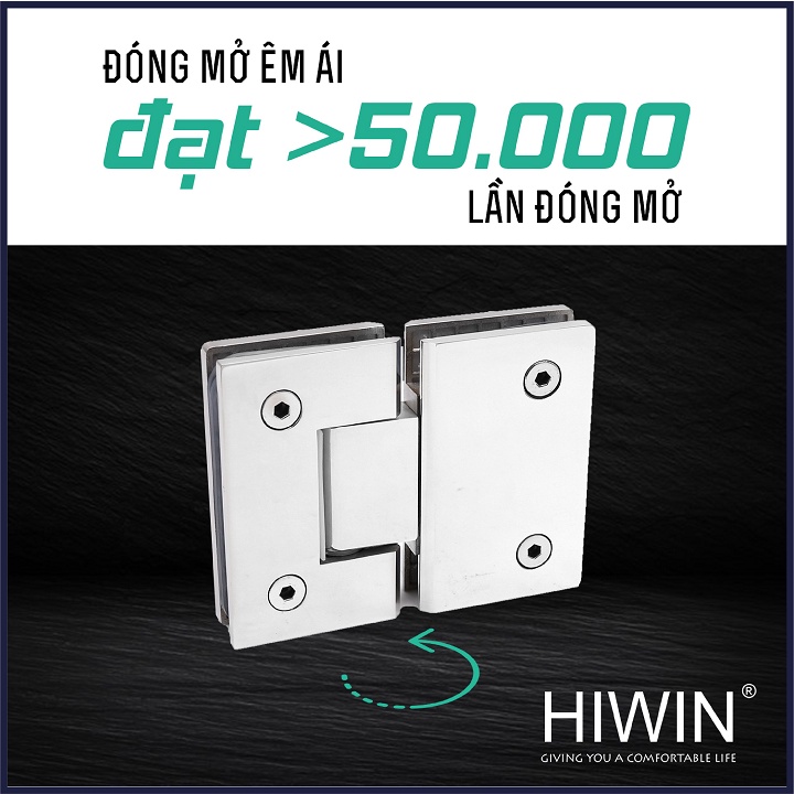 Bộ phụ kiện vách tắm kính kết cấu 180 độ chất liệu inox 304 mặt gương HIWIN