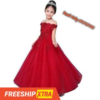 ĐẦM CÔNG CHÚA TRỄ VAI DÀI ĐỎ CAO CẤP