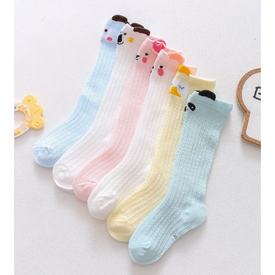 Tất lưới dài cotton thoáng khí hình thú siêu dễ thương cho bé 0-3 tuổi