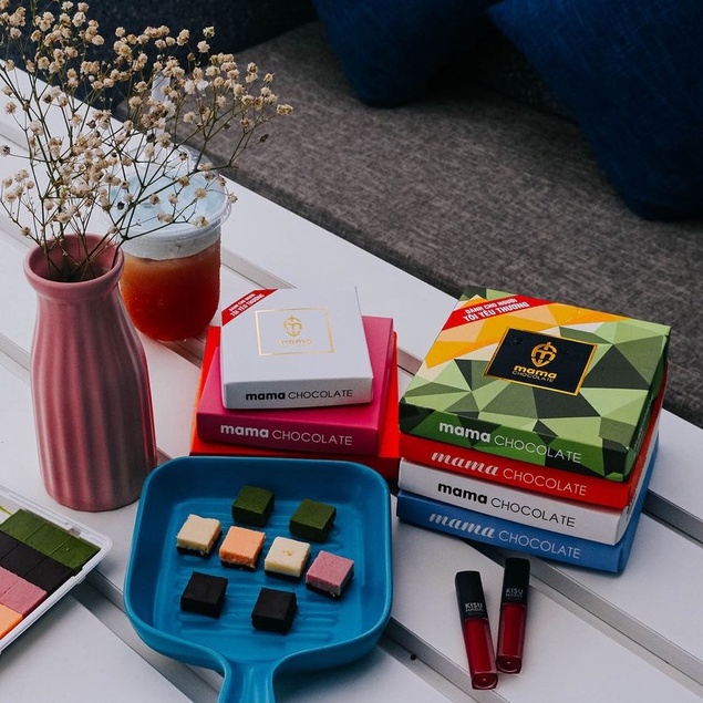 Socola Tươi Mama Chocolate Mix 5 Vị KETO Matcha, Đen Đắng, Dâu, Cam, Sữa Dừa Hoặc 1 Vị Hộp 25 Viên 165Gr