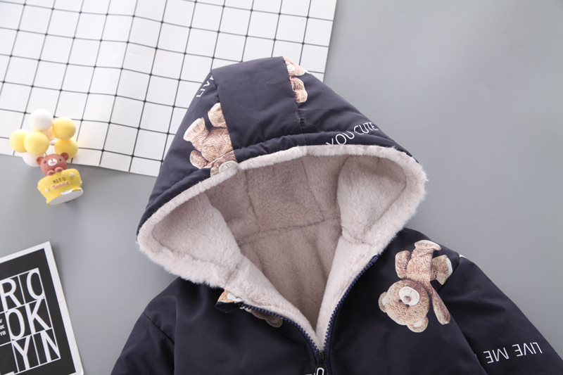 Áo Hoodie Nhung In Hình Gấu Hoạt Hình Xinh Xắn Cho Bé