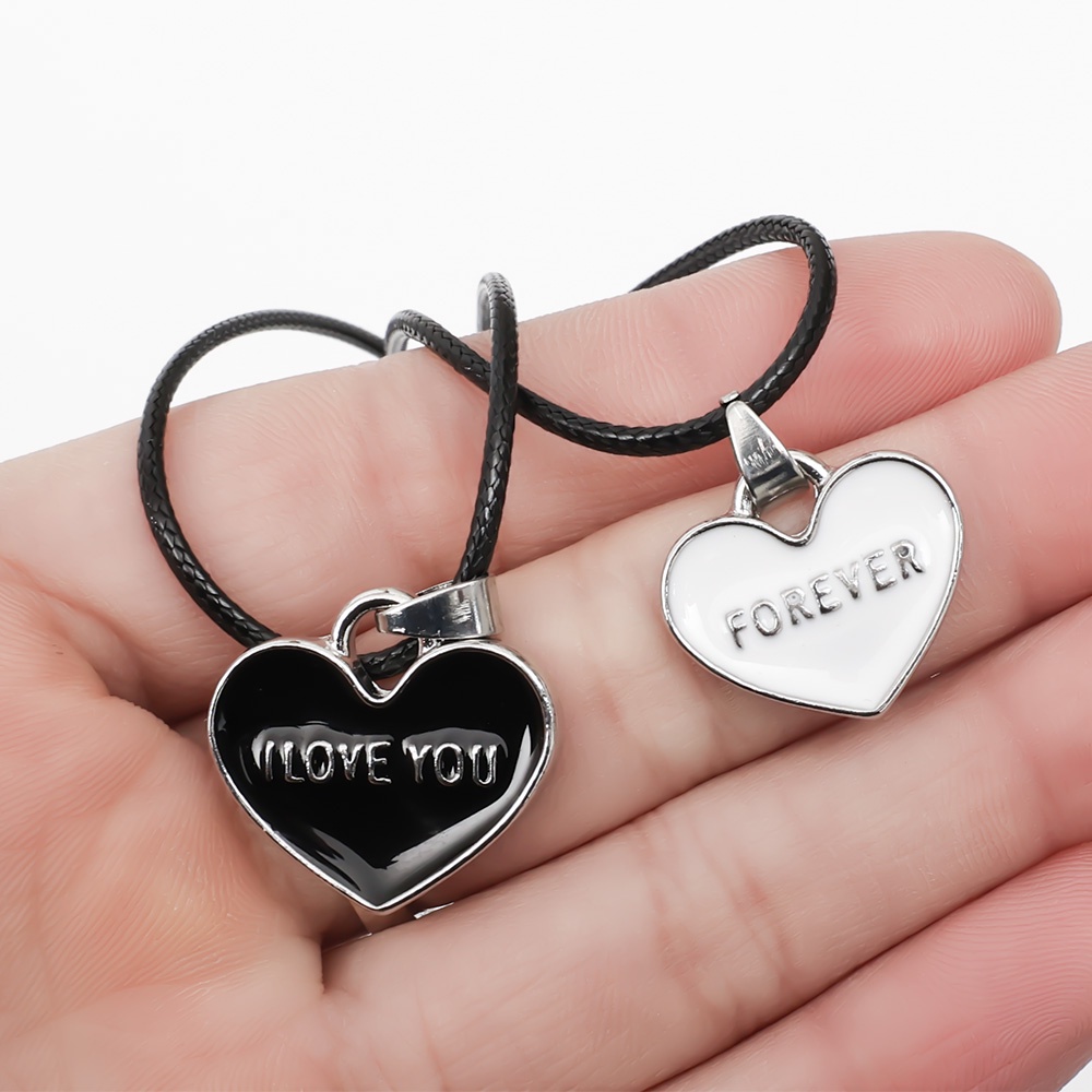 Vòng cổ Da Mặt Trái Tim Khắc Chữ I Love You Forever Thời Trang Dành Cho Nữ