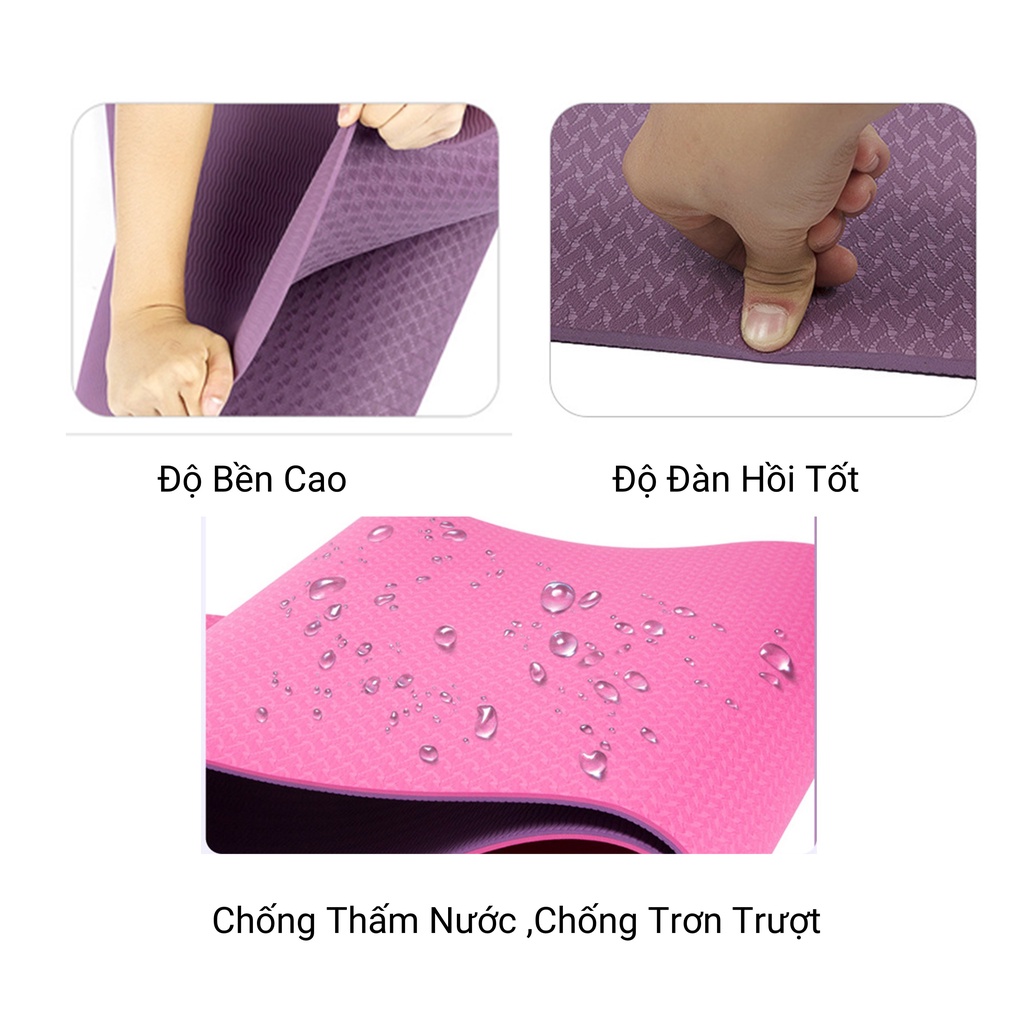 Thảm tập YOGA TPE 2 lớp dày 6mm chống trơn trượt an toàn không mùi ZAZU