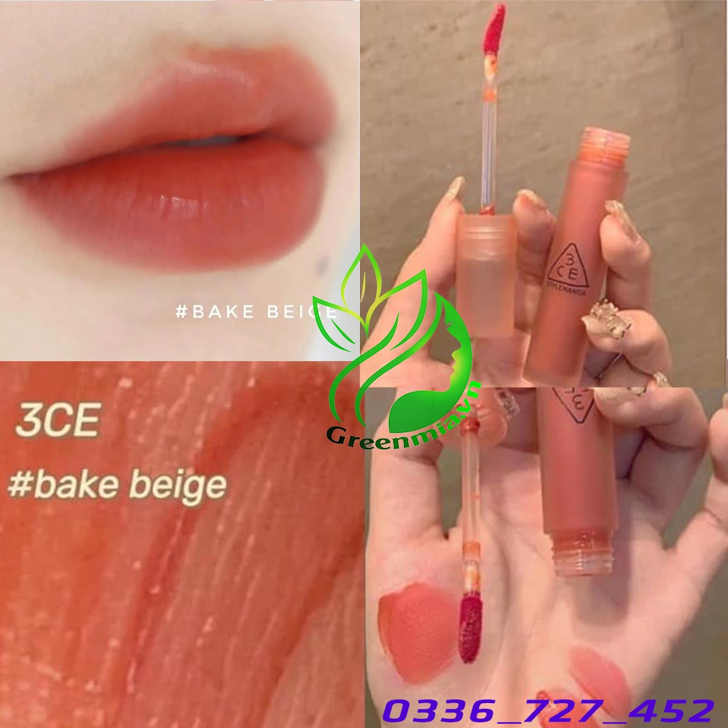 Son Kem Lì 3CE Bake Beige - Nâu Cam Cháy Cổ Điển 4.6g Blur Water Tint Son Siêu Lì