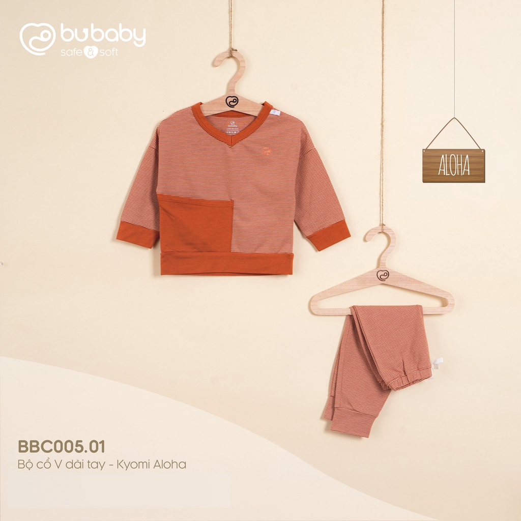 Bộ quần áo dài tay 5 màu Bamboo cotton Bu, Bubaby Kyomi Aloha cho bé 6m - 4Y