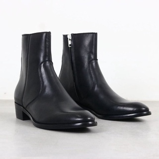 Giày nam Zip Boots da bò màu đen thời trang