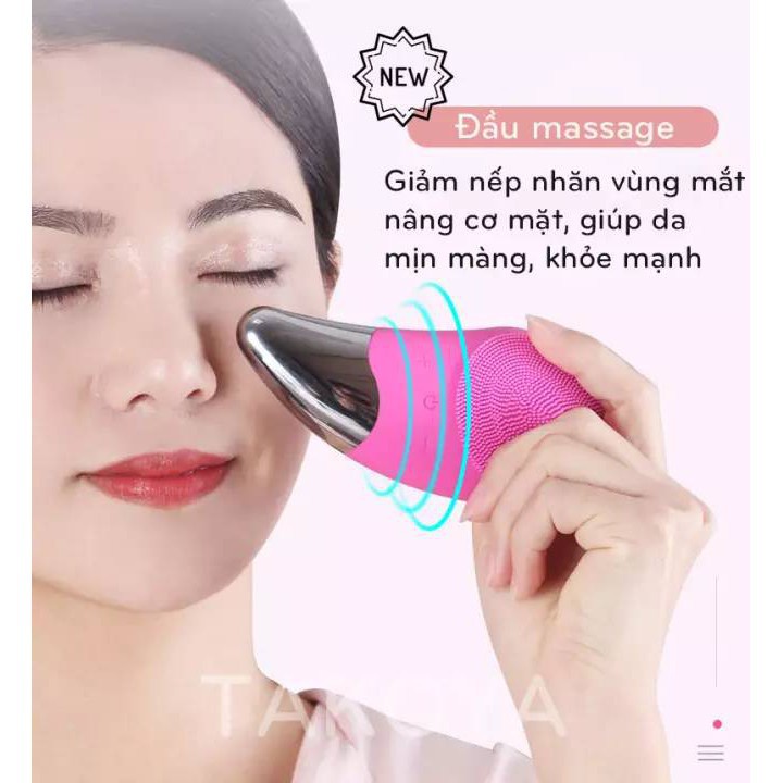 Máy rửa mặt cầm tay mini hình trái xoài hỗ trợ rửa mặt sạch sâu, massage năng cơ mặt se khít lỗ chân lông