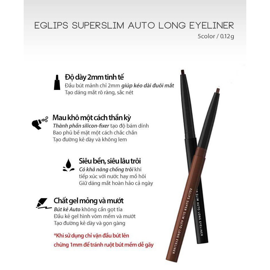 Kẻ mắt Eglips Super Slim Auto Long Eyeliner 0.12g | BigBuy360 - bigbuy360.vn
