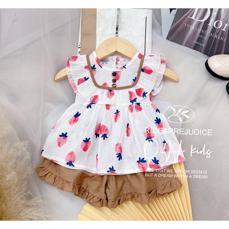 Set bộ đũi tơ viền bèo xinh xắn cho bé gái