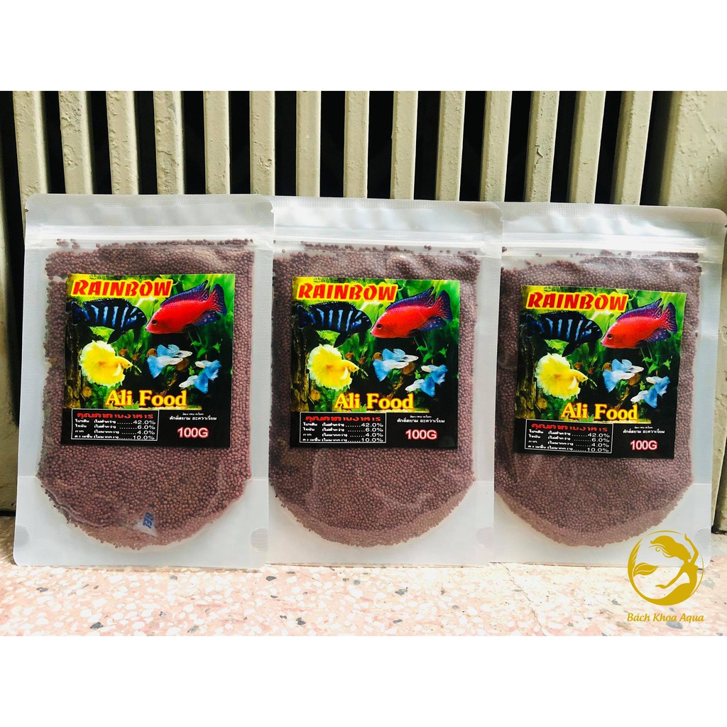 Thức ăn dạng hạt Rainbow lên màu cho Ali và các loại cá cảnh