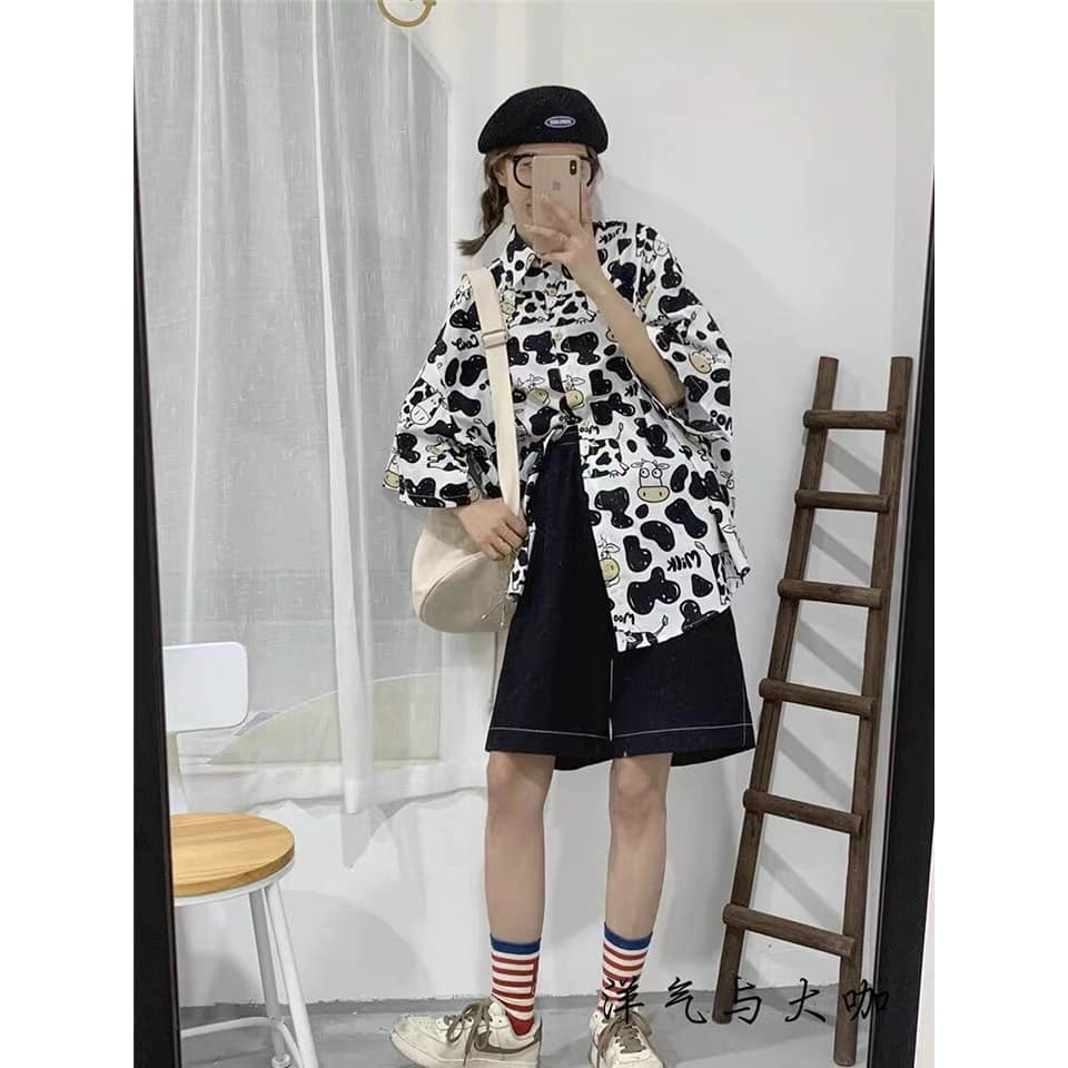 Sơ mi 3D tay lửng bò sữa in full toàn thân unisex cryaotic10