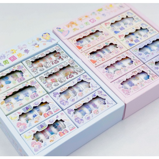 Hộp Washi Tape combo 5 Cuộn băng dính giấy Băng Keo Sticker Giấy Trang Trí Sổ Lưu Niệm DIY cute dễ thương