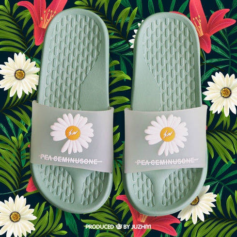 Mặc Gia Đình EVA Daisy ánh sáng mềm dày chống trơn trượt nhà tắm bọt Dép nữ thoáng khí dễ thương không màu đen