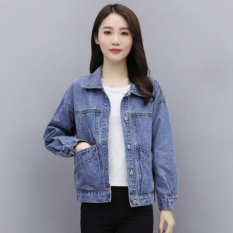 Áo khoác denim tay dài dáng rộng phong cách Hàn Quốc thời trang xuân thu 2020 mới cho nữ