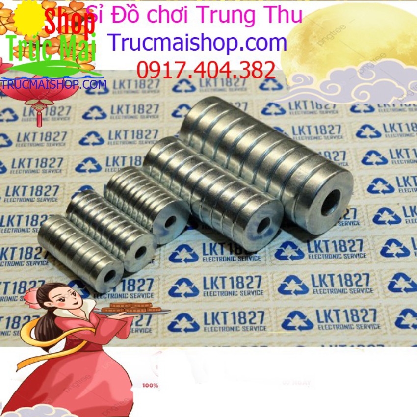 1 viên nam châm câu cá, nam châm đất hiếm lực mạnh làm cần câu cá trẻ em, KT: 6,5*1,8 lỗ 2mm