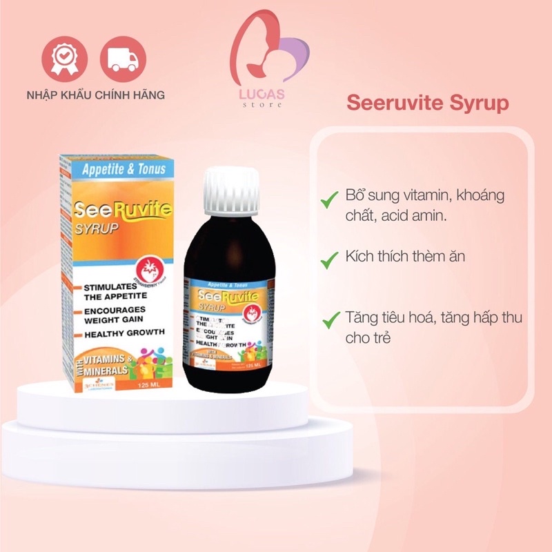 Siro SeeRuvite  bổ sung vitamin, khoáng chất, kích thích ăn ngon, tăng sức đề kháng cho trẻ - CN14