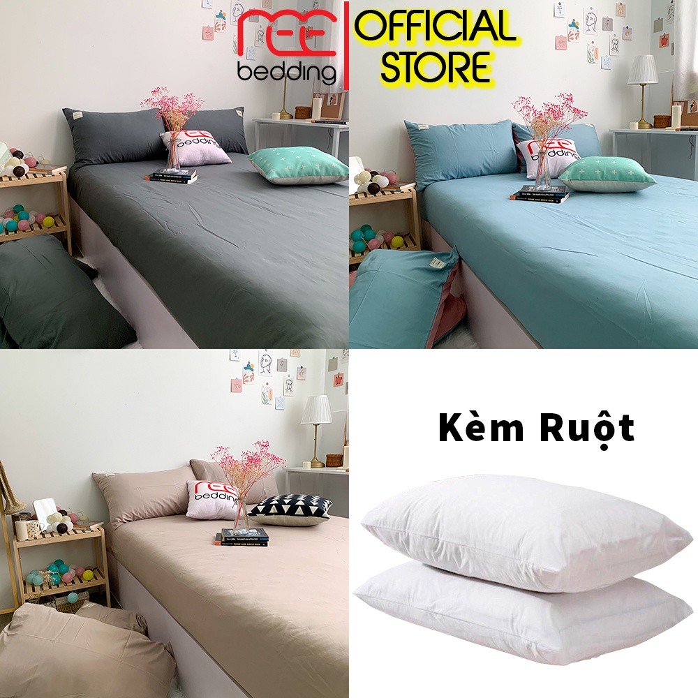 Bộ ga giường 5 món CTC33 kèm 2 ruột gối nằm Cotton TC REE Bedding đủ size nệm 1m2, 1m4, 1m6, 1m8, 2m