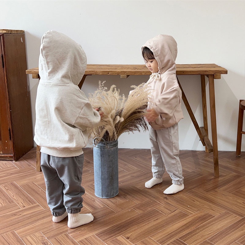 Áo Khoác Khóa Kéo Có Mũ Trùm Thoải Mái Thời Trang Xuân Thu Phong Cách Hàn Quốc Cho Bé Trai / Gái