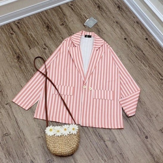 Áo vest nữ form rộng kẻ sọc , áo khoác blazer kẻ sọc phong cách hàng quốc chất mịn đẹp | BigBuy360 - bigbuy360.vn