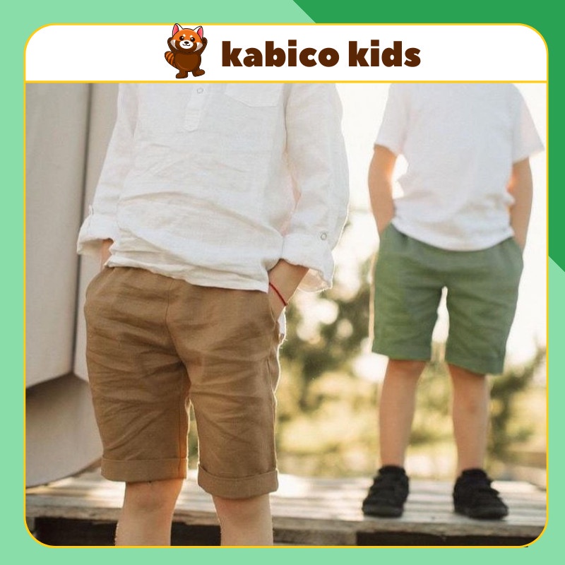 Quần Shorts LiNen Cao Cấp Cho Bé Trai Phong Cách_D9