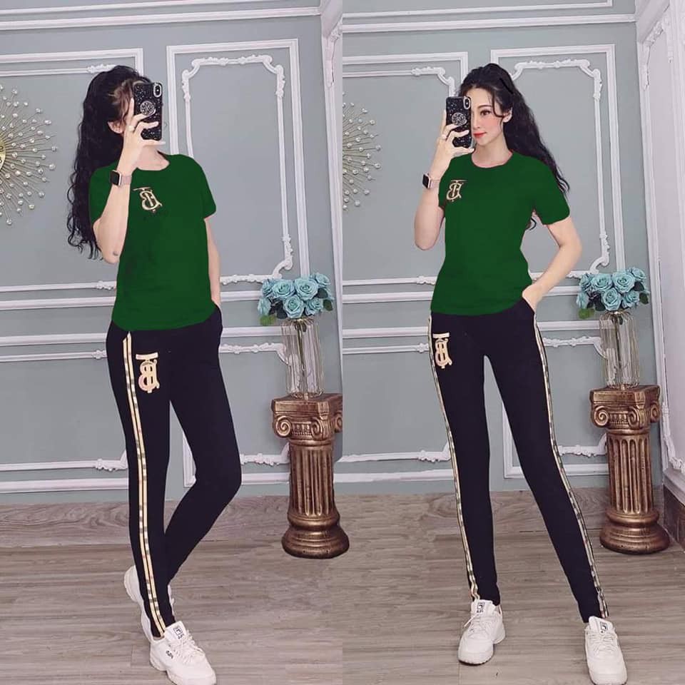 Set Cotton Dáng Thể Thao Nữ - Logo Thêu Đơn Giản - Sản Phẩm Y Hình