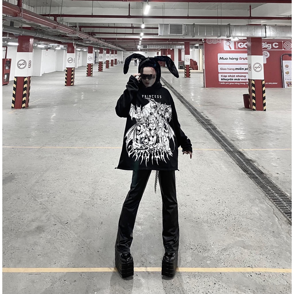 Áo hoodie VAH Princess dây rút form rộng unisex nam nữ full tag Thời trang Unisex HCM VAH07