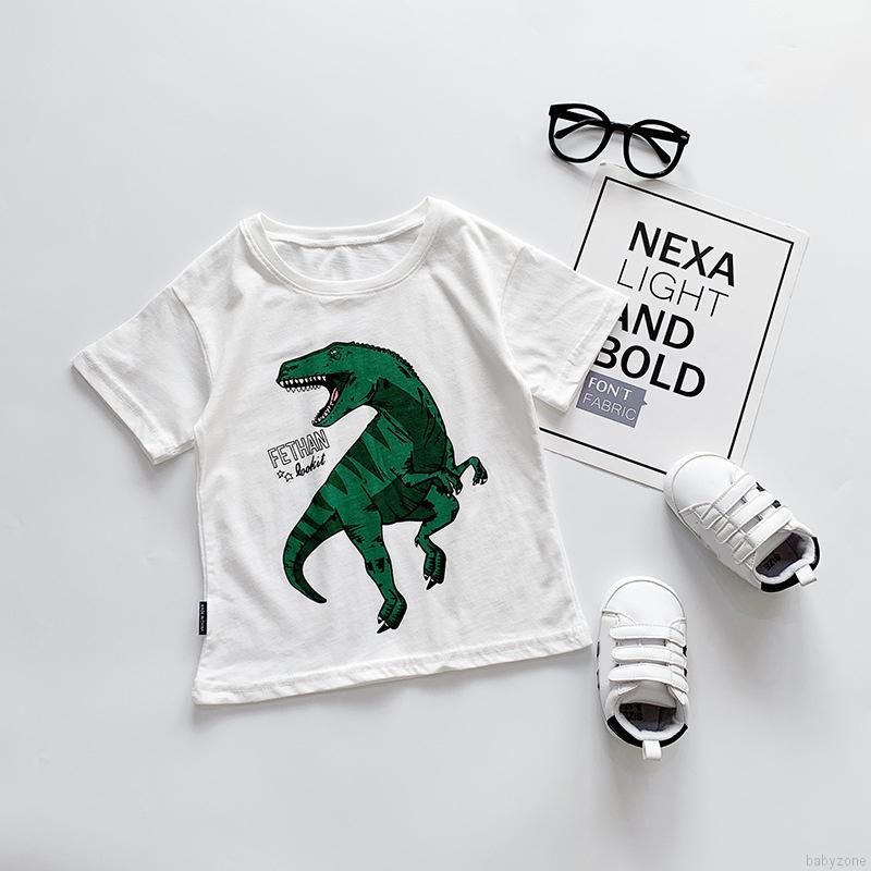 Áo thun tay ngắn in hình khủng long thời trang mùa hè cho bé trai