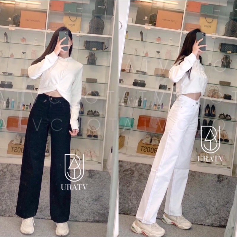 [FREESHIP] Quần CULOTTE jean trắng đen 0R.CHID