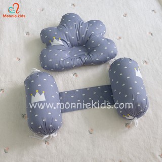 Bộ chặn và gối bông MONMON cotton, chặn bông an toàn mềm mại thoáng mát cho bé