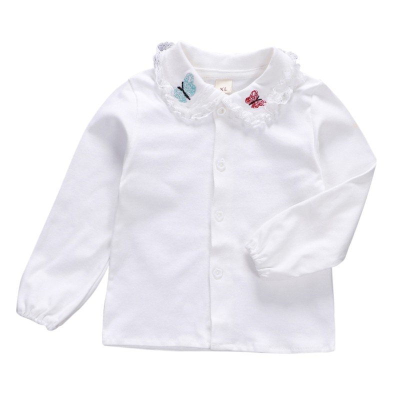 Áo cotton tay dài màu trơn cho bé gái