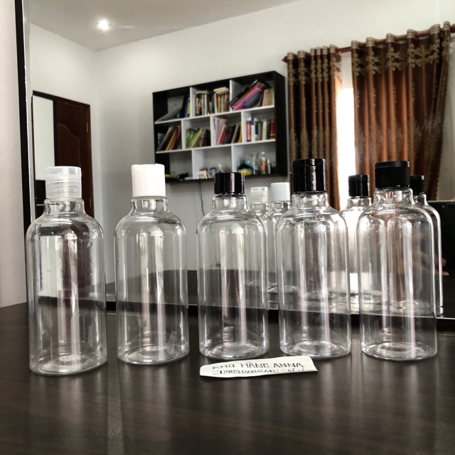 Chai nhựa trong suốt  nắp đen- Vỏ chai Pet nhựa nắp vặn đen đủ kích cở- Chai 500ml/ 300ml/ 200ml/ 100ml/ 50ml/ 30ml 10ml