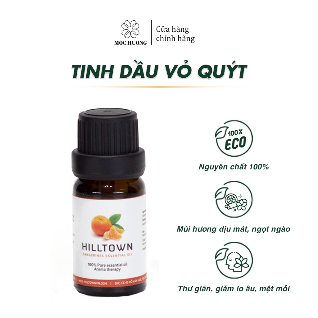 Tinh Dầu Vỏ Quýt Nguyên Chất Hilltown Mùi Hương Tự Nhiên Dịu Mát Giúp Giảm Lo Âu Mệt Mỏi 10ml